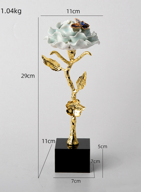 新中式轻奢高f档纯铜花朵摆件客厅电视柜办公室装饰品创意乔迁礼
