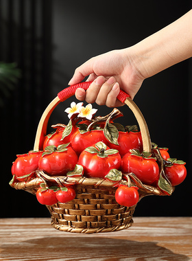 新中式柿子高档桌面摆件玄关客厅电视柜酒架装Q饰品入伙新居礼品