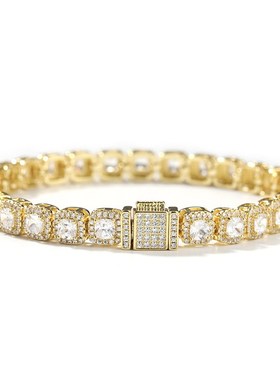 逆爱池骋同款f田栩宁满钻锆石超闪冰糖百搭手錬嘻哈七夕礼物送男