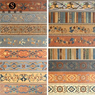 波导线踢脚线瓷砖客厅入户玄关走廊过道复古仿古砖边带.卧室过门