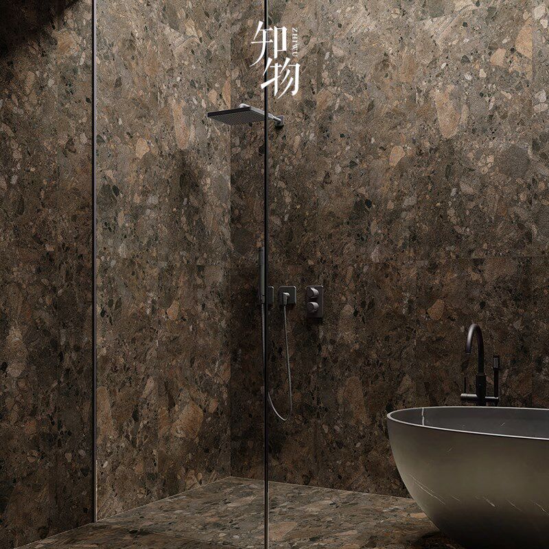 玫瑰红水磨石瓷砖大颗粒客厅餐厅地砖厨房卫N生间墙砖商业空间民