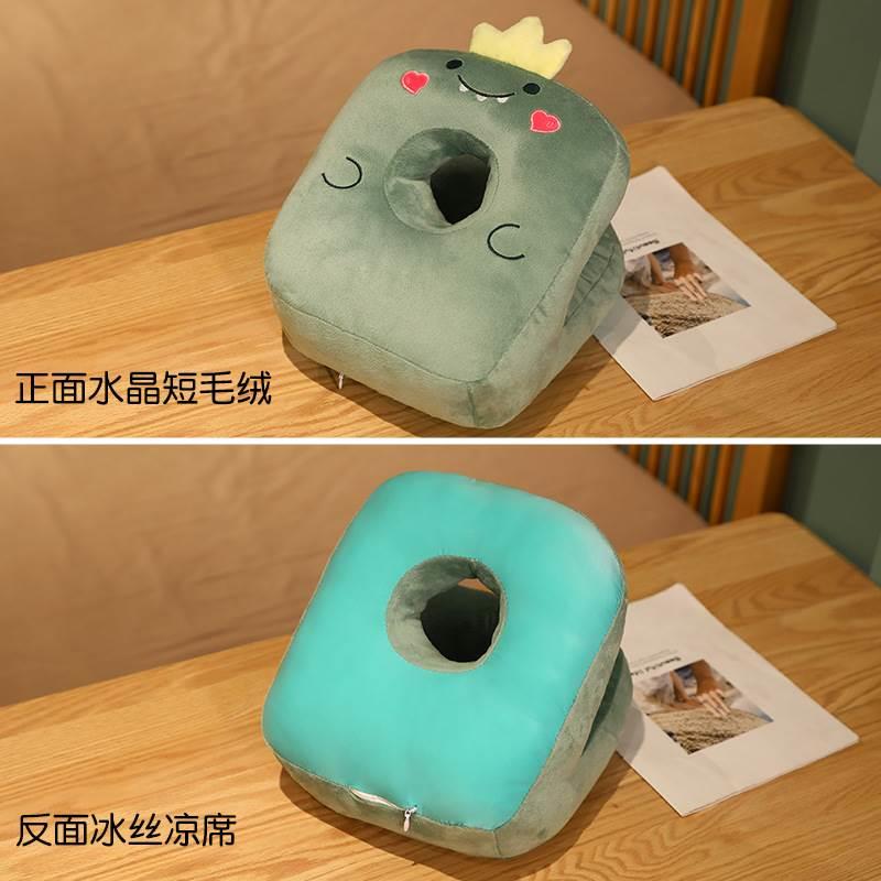 蓝色睡眠抱枕带洞睡觉转用大人午睡枕仰睡凳子靠T背小型垫背靠枕