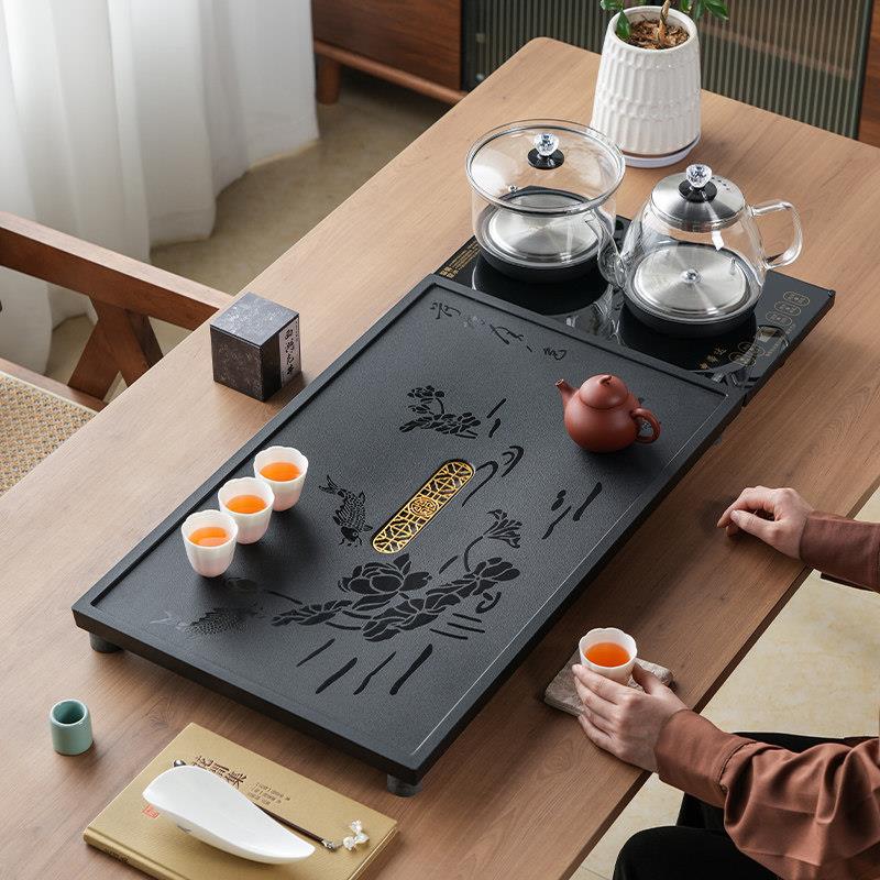 2026新款乌金石茶盘茶具套组办公家用客厅自动烧水壶石头茶台全套