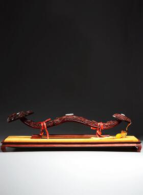 小叶紫檀如意摆件九龙戏珠实木质雕刻客厅玄关红木工艺品乔迁礼品