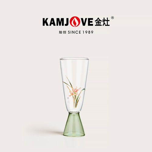金灶耐热玻璃茶杯家用高足杯