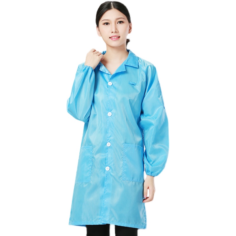 防静电衣大褂无尘车间p防尘洁净工作服电子厂男女蓝白色条纹防护