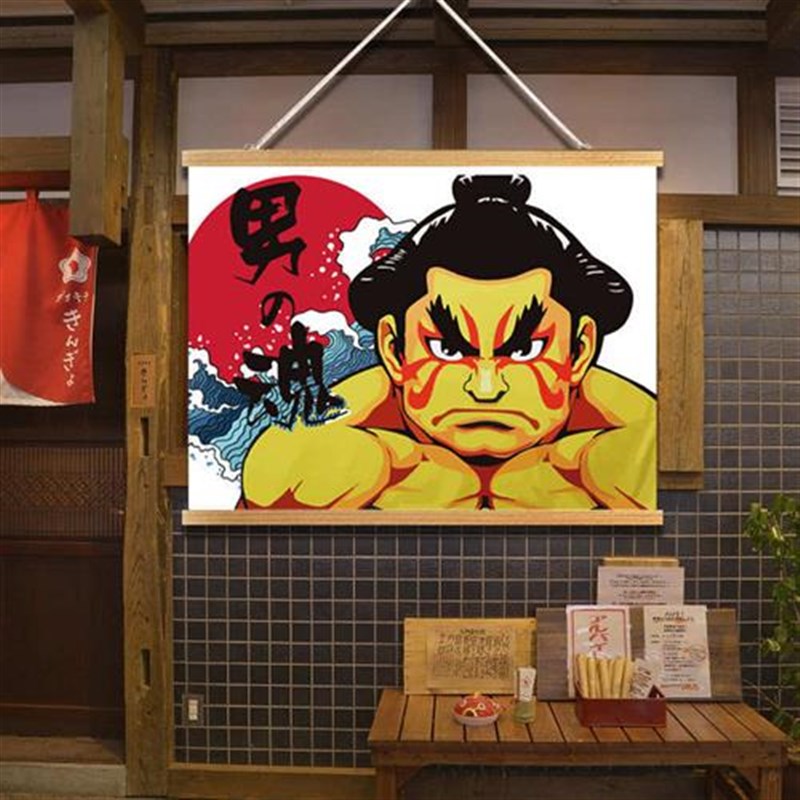 日式餐厅墙面和风装饰烤肉寿司料理店挂画烧烤饭店墙壁相扑挂布画图片