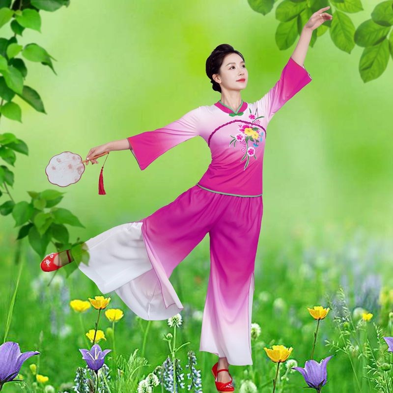 2024广场舞跳舞服装广场舞秧歌服女新款古典舞演出服腰鼓舞蹈服装