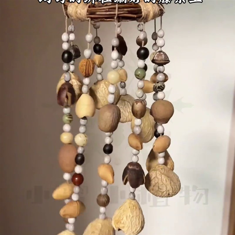 打孔果壳风铃diy手工排铃制作音束摇铃挂件印尼黑果水铃桐材料包