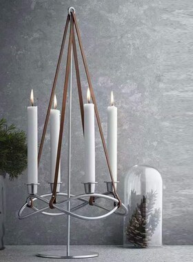 丹麦georg jensen乔治杰生不锈钢镀金亮银烛台烛光晚餐餐厅摆件