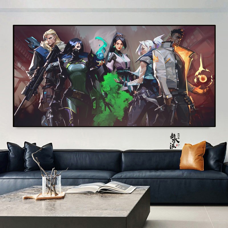 无畏契约装饰画网吧电竞房挂画酒吧valorant瓦罗兰特角色海报壁画