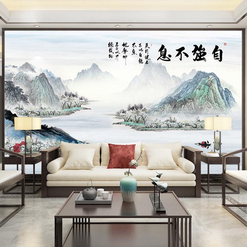 山水风景画装饰画客厅电视背景沙发背景墙水墨壁画现代简约墙贴画
