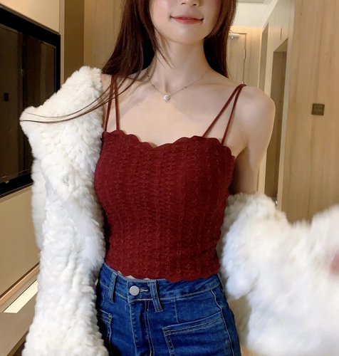 本命年红色吊带背心内衣