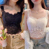 A white, pure and simple halter top for women with a chest pad, worn inside and outside with a lace beautiful back base, a short sleeveless top for summer thumbnail 5