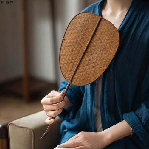 宋篦竹编文艺扇蒲扇中式大漆竹子 夏季纳范风青团扇凉扇掌复古