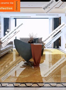 富力园样板房客厅阳台800X800Mm金色地砖黑色拼花地Z砖穿过地砖