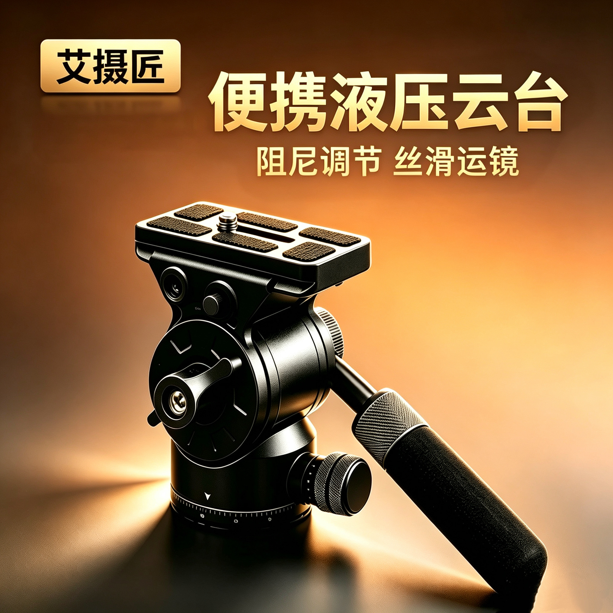 【艾摄匠】新款便携式液压云台A2阻尼滑道轨手柄单反相机360°水平旋转便携三脚架