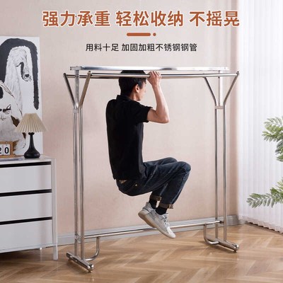 服装店展示架不锈钢双杠挂衣架落地式晾衣架加粗加厚货架简易家用