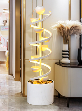 现代轻奢流水摆件循环水景观w客厅落地电视柜旁边装饰新房乔迁礼