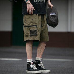 通勤百搭透气五分中裤 日系潮牌户外多口袋机能工装 薄款 男夏季 短裤