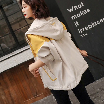 连帽外套女短款2021春秋宽松夹克休闲百搭学生小个子风衣加绒加厚