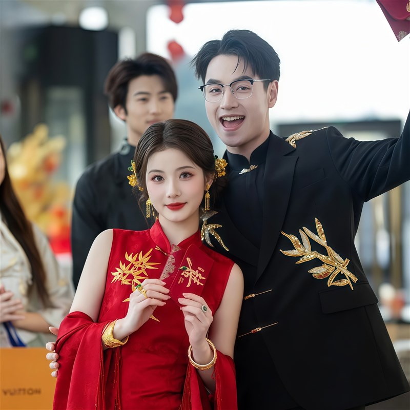 新款新中式西服男士套装订婚新郎登记结婚礼服盘扣刺绣高级感宴会