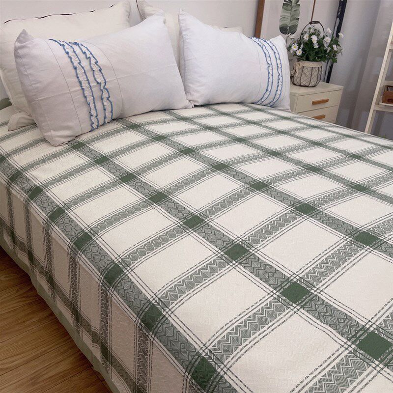 自带凉感夏季竹纤维色织提花双人床单230*250大喜格软凉席可机洗