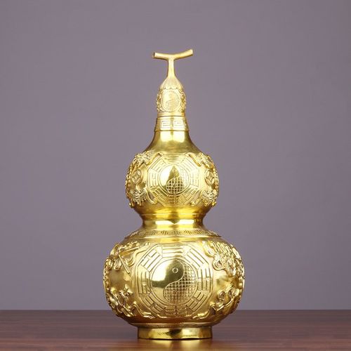 铜葫芦 纯铜药师天医桌面摆件送礼太极八卦八宝葫芦纯铜葫芦