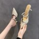 法式 轻奢包头半拖女春夏一字型纯色仙女风外穿尖头细跟高跟鞋 凉拖