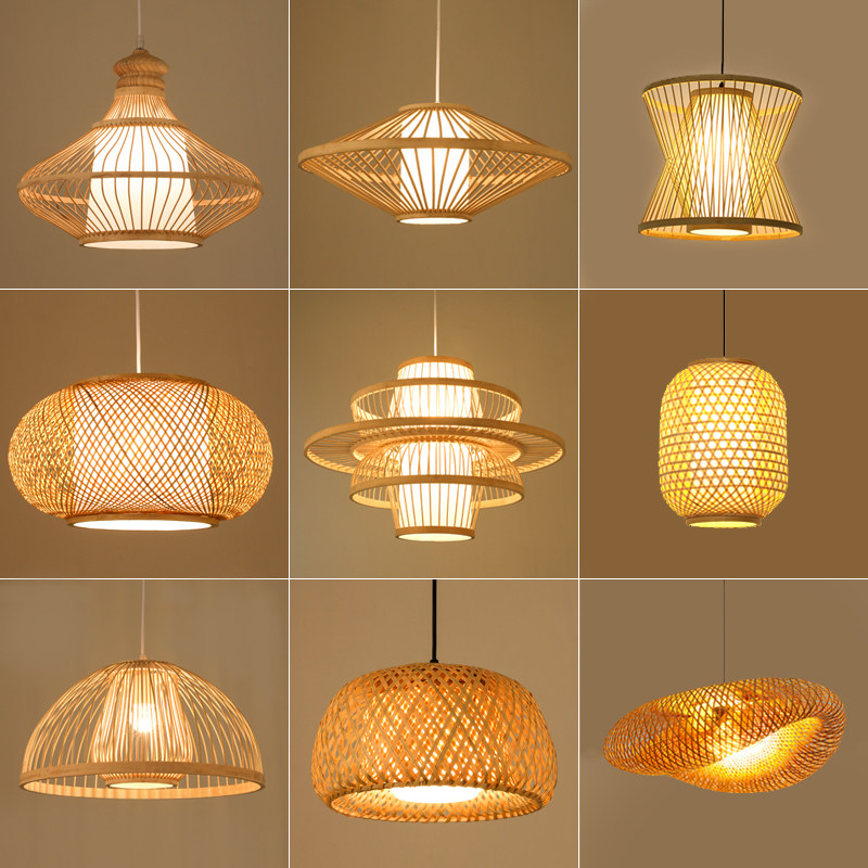 竹艺竹编吊灯餐厅饭店火锅店日式民宿新中式禅意灯笼茶室藤艺灯具,家装灯饰光源,客厅吊灯,淘宝优惠券,粉丝福利购,淘宝优惠卷