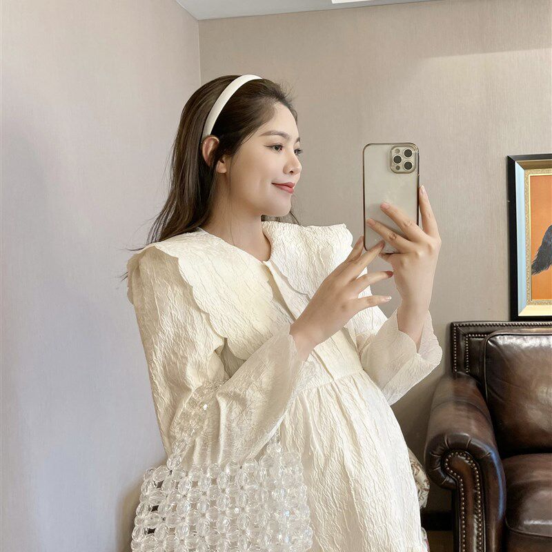 定制面料PEIPEI孕妇装高级潮连衣裙秋季大码孕装宽松森系外出上衣