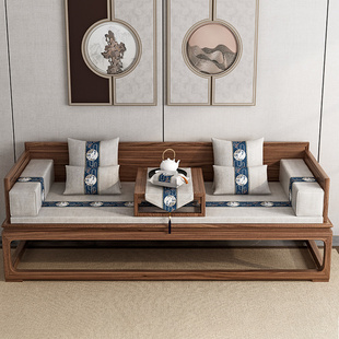 红木沙发坐垫新中式罗汉床垫子乳胶椰棕垫防滑可拆洗实木家俱坐垫