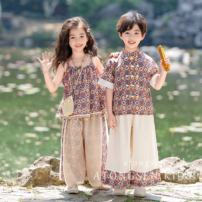 男童汉服夏季新中式套装儿童中国风演出服女童国学古装幼儿园唐装