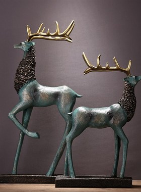 美式复古摆件招财鹿创意家居客厅电视柜书房软装饰品结婚乔迁礼物