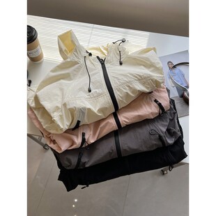 韩版时髦户外开衫连帽防晒衫女宽松慵懒显瘦减龄拉链外套学生春季