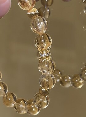 暴富设计天然黄阿赛手链女黄水晶手串招财转运大尺寸轻奢小众精致