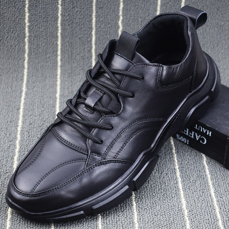 外贸头层牛皮男鞋真皮运动鞋男士休闲潮流防臭软底软面系带跑步鞋