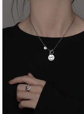 饰悟银饰复古圆片项链轻奢小众设计感夏锁骨轻奢项链2021年新款女