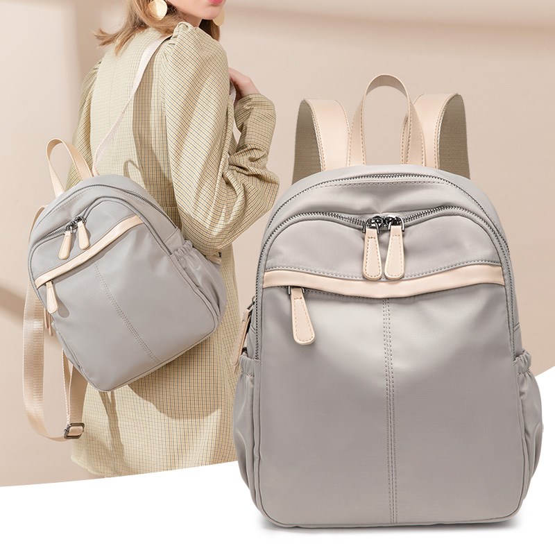 街头潮流双肩包时尚女包褶皱侧袋背包牛津布车缝线百搭青年旅行包