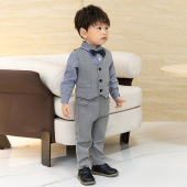 儿童西装 男童周岁生日礼服男宝宝三件花童婴儿主持人英伦西服 套装