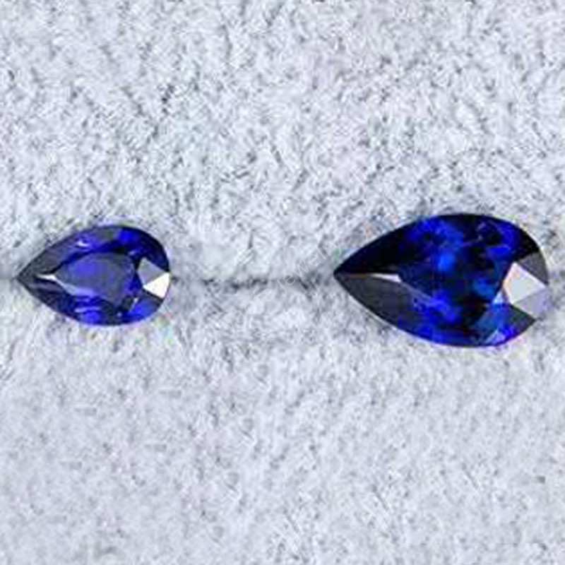 厂家 梨形人工培育深蓝色宝石 水滴形界面人造蓝宝石色裸石