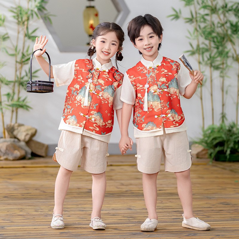 汉服儿童表演服夏季男童古装女童唐装新中式国风幼儿园国学演出服