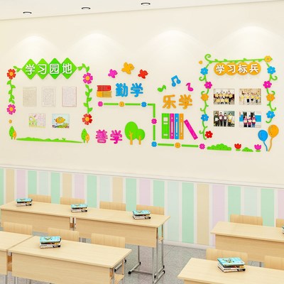 班级文化墙布置创意学习园地作品展初高中小学教室装饰3d立体墙贴
