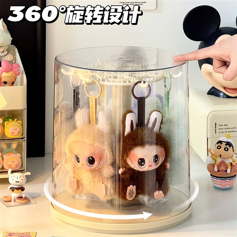 挂式旋转盲盒玩偶娃娃摆件展示架透明亚克力防尘展示柜手办收纳盒