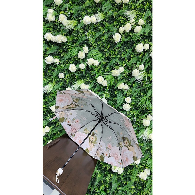 56M*8K三折数码印PG黑胶双层防紫外线晴雨两用雨伞【淡绿色】-637