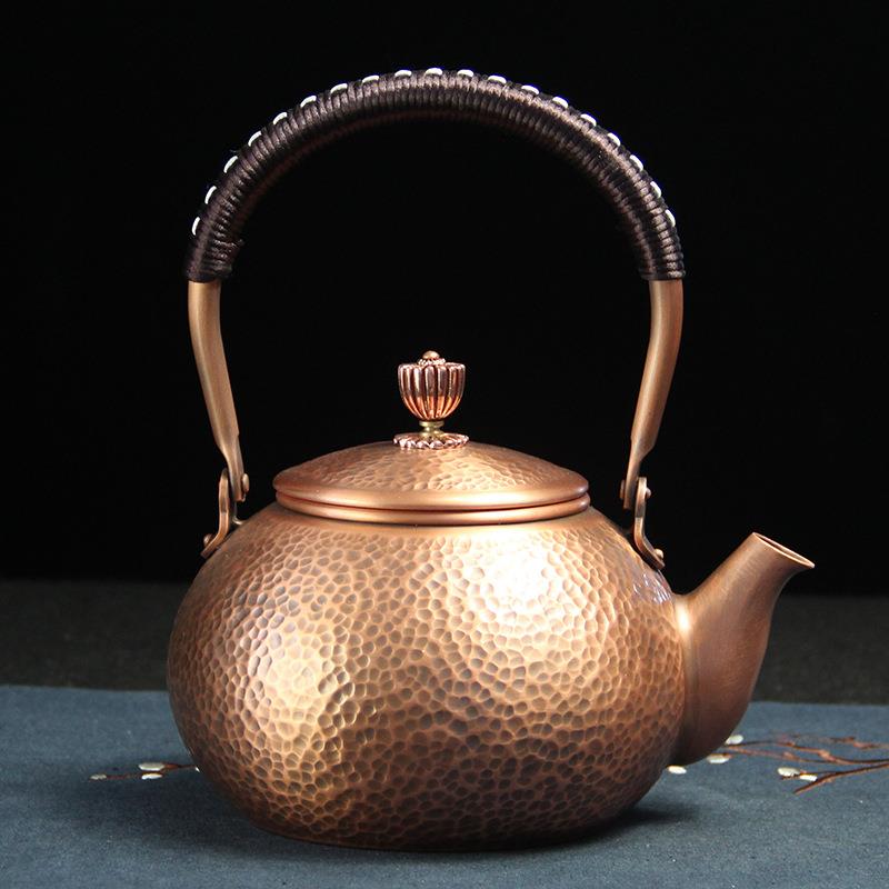 手工锤点铜壶烧水壶纯紫铜中式家用户外围炉煮茶铜壶茶壶茶具
