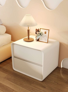 简约现代床头柜实木创意极简轻奢皮质卧室床边收纳柜子储物置物柜
