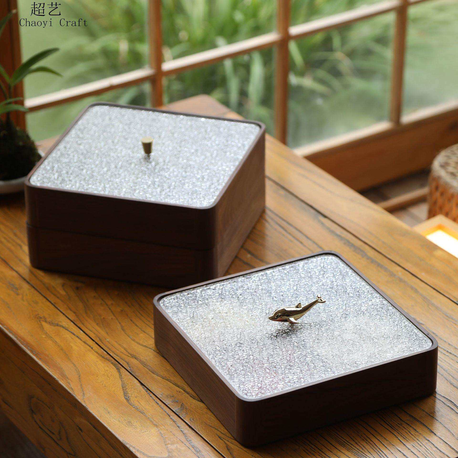 胡桃木实木果盒果盘家用客厅茶几坚果盘新年分格干果收纳盒糖果盒