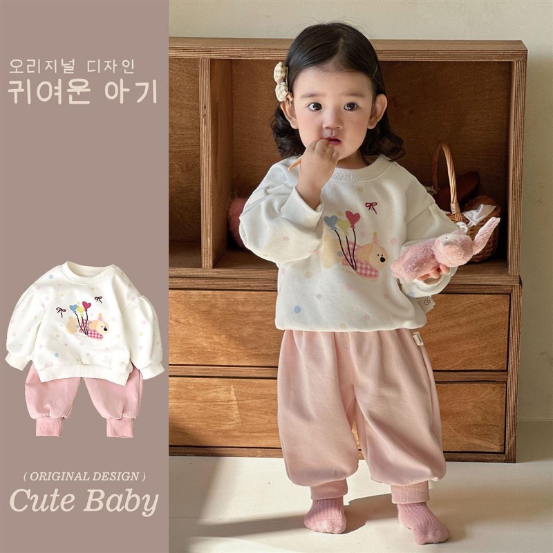 2025女童宝宝衣服洋气两件套装婴儿春装卫衣春季一岁幼儿超萌外出