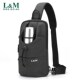 胸包男款 斜挎包防水男士 胸前包中年男包运动休闲大容量黑色斜肩包
